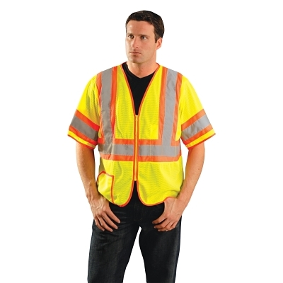 Occulux 2 Tone Mesh Vestw/Zipper Large MPN:LUX-HSCLC3Z-YL