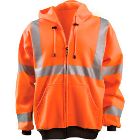 OccuNomix Full Zip Hoodie Sweatshirt Hi-Vis Orange Small LUX-HZSWT-OS LUX-HZSWT-OS