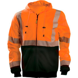 OccuNomix Black Bottom X-Back Hoodie Sweatshirt w/Zipper M Orange LUX-HZSWTBX-OM