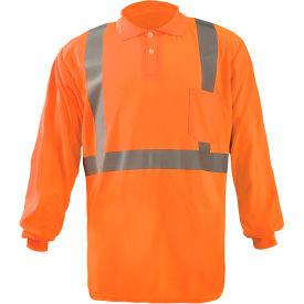 Occunomix LUX-LSPP2B-O2X Birdseye Polo Wicking & Cooling Long Sleeve Class 2 Orange 2XL LUX-LSPP2B-O2X