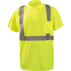 Occunomix LUX-SSPP2B-YS Birdseye Polo Wicking & Cooling Short Sleeve Class 2 Yellow S LUX-SSPP2B-YS