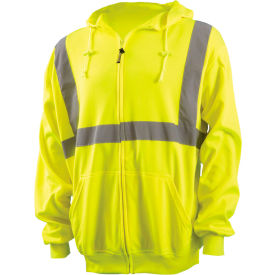 OccuNomix Zip Down Lightweight Hoodie Class 2 Hi-Vis Yellow ANSI Class 2 L LUX-SWTLHZ-YL LUX-SWTLHZ-YL