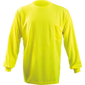 OccuNomix Long Sleeve Wicking Birdseye T-Shirt With Pocket Hi-Vis Yellow M LUX-XLSPB-YM LUX-XLSPB-YM