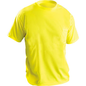 OccuNomix Short Sleeve Wicking Birdseye T-Shirt With Pocket Hi-Vis Yellow Small LUX-XSSPB-YS LUX-XSSPB-YS