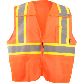 OccuNomix Class 2 5-Point Breakaway Two Tone X-Back Mesh Vest M Orange ECO-IMB2TX-OM