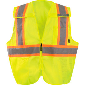 OccuNomix Class 2 5-Point Breakaway Two Tone X-Back Mesh Vest XL Yellow ECO-IMB2TX-YXL