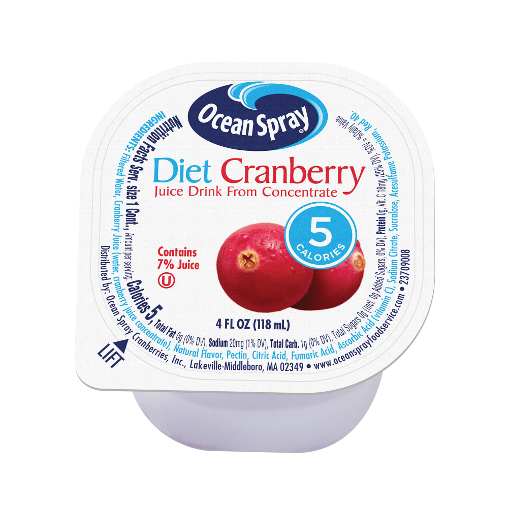 Ocean Spray Diet Cranberry Juice, 4 Oz, Pack Of 48 Bottles MPN:10031200006995