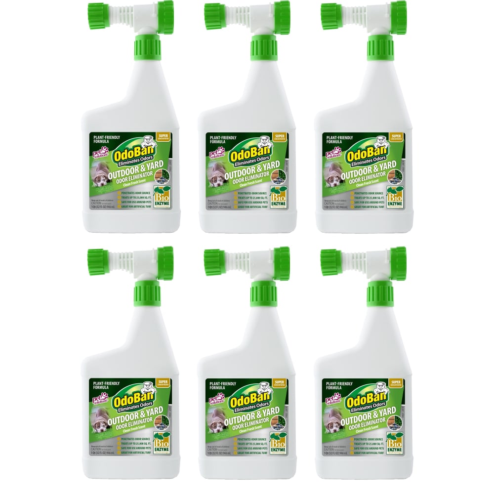 OdoBan Outdoor and Yard Odor Eliminator, Clean Fresh Scent, 32 Oz, Set Of 6 Bottles MPN:927561Q6-OD