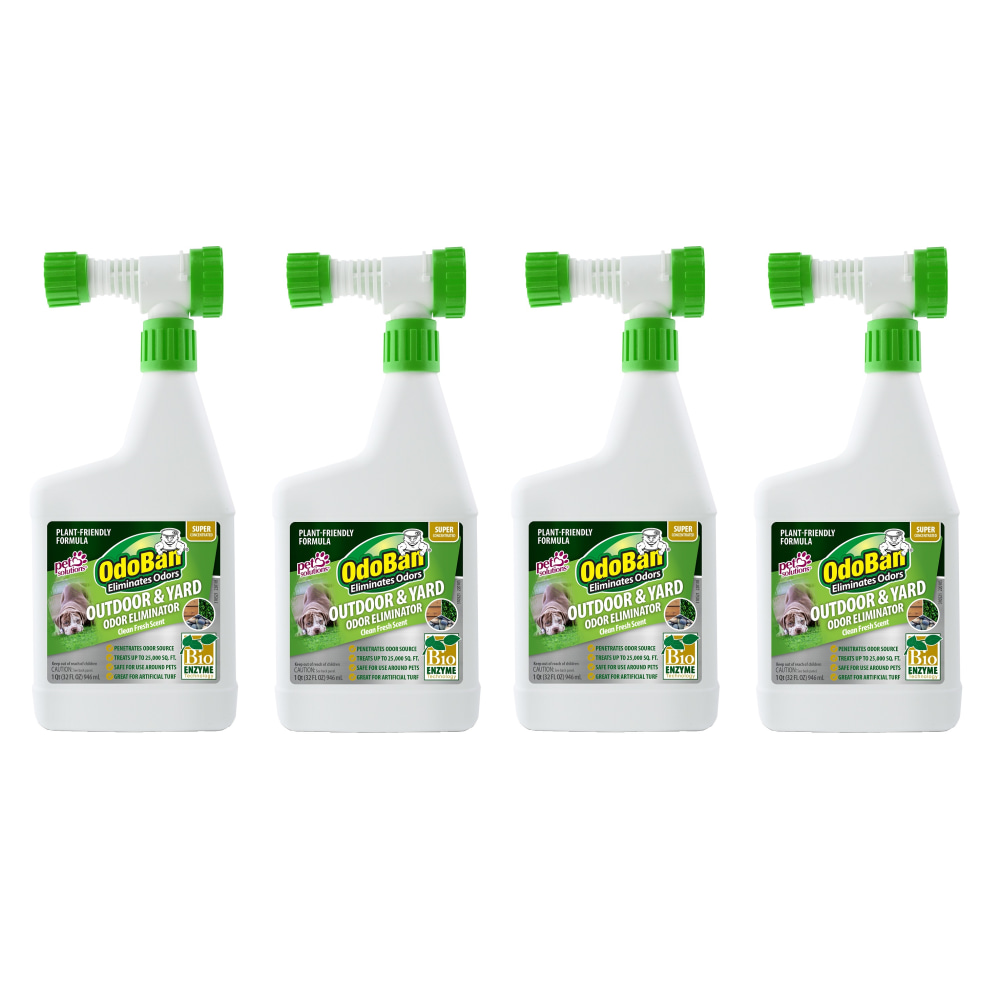 OdoBan Outdoor and Yard Odor Eliminator, Clean Fresh Scent, 32 Oz, Set Of 4 Bottles MPN:927561Q4-OD