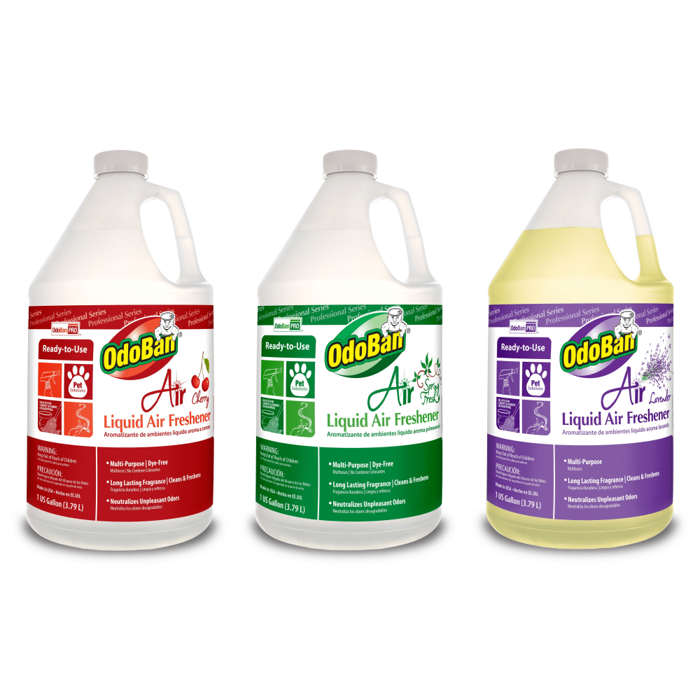 OdoBan Professional Series Ready-To-Use Liquid Air Freshener, Cherry, Spring Fresh And Lavender Scent, 1 Gallon, Pack Of 3 Jugs MPN:977AIR3PK-OD