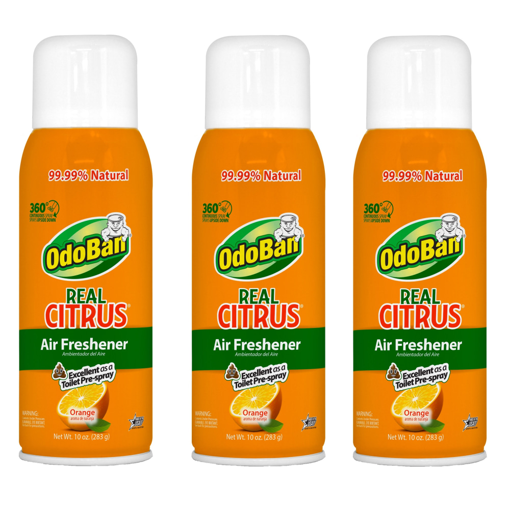 OdoBan Real Citrus Air Freshener, Orange Scent, 10 Oz, Set Of 3 Spray Cans MPN:9793D7010A3-OD