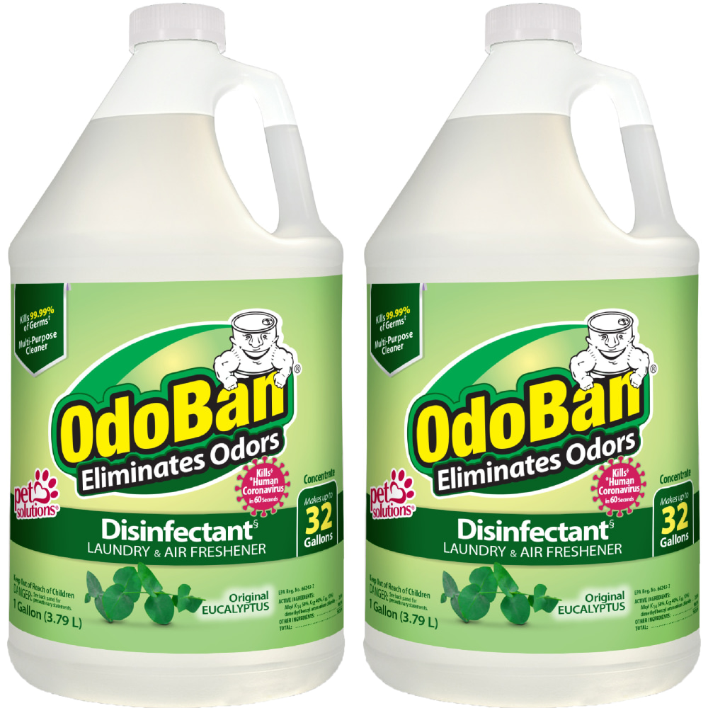 OdoBan Disinfectant Concentrate And Odor Eliminator, 1 Gallon, Original Eucalyptus Scent, Pack Of 2 Jugs MPN:911061G2-OD