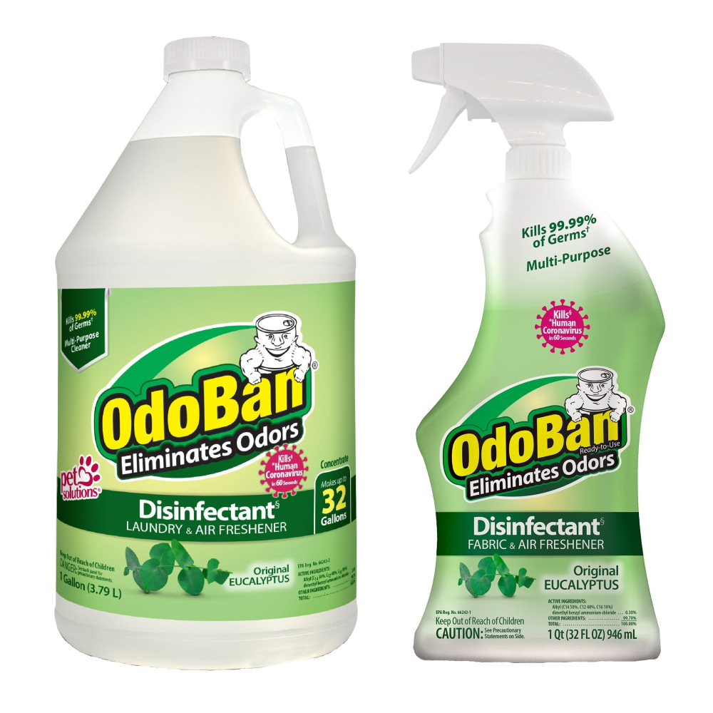 OdoBan Odor Eliminator Disinfectant, 1 Gallon Concentrate and 32 Oz Spray Bottle, Original Eucalyptus Scent MPN:911061GQ-OD