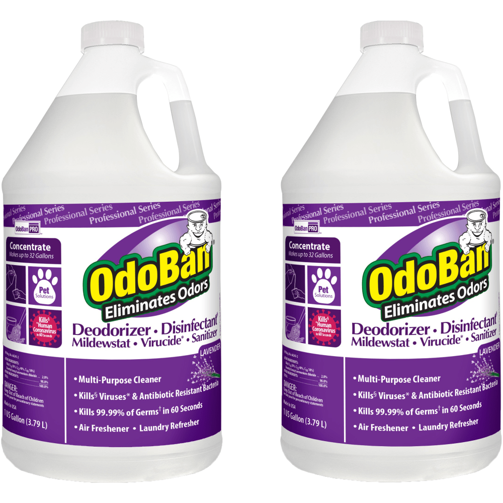 OdoBan Professional Disinfectant And Odor Eliminator Concentrate, Lavender Scent, 1 Gallon, Pack Of 2 Jugs MPN:911162G2-OD