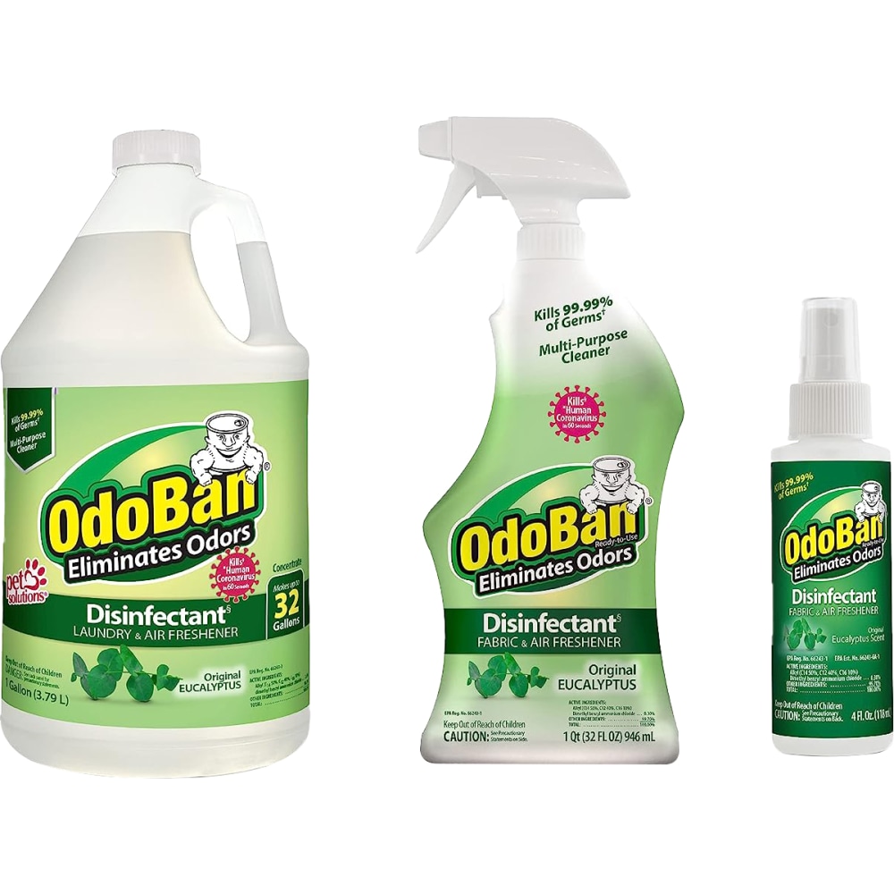 OdoBan Ready-To-Use Disinfectant And Odor Eliminator, Original Eucalyptus Scent, 4 Oz Travel Spray/32 Oz Spray/1 Gallon Concentrate MPN:91EUC4OZQG-OD
