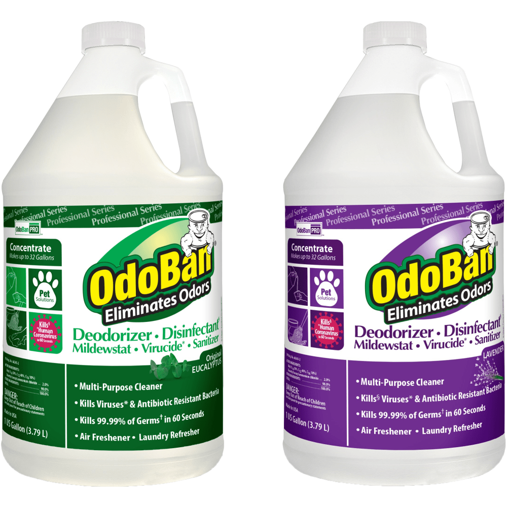 OdoBan Professional Disinfectant And Odor Eliminator Concentrate, Original Eucalyptus And Lavender Scent, 1 Gallon, Pack Of 2 Jugs MPN:91PROG2-OD