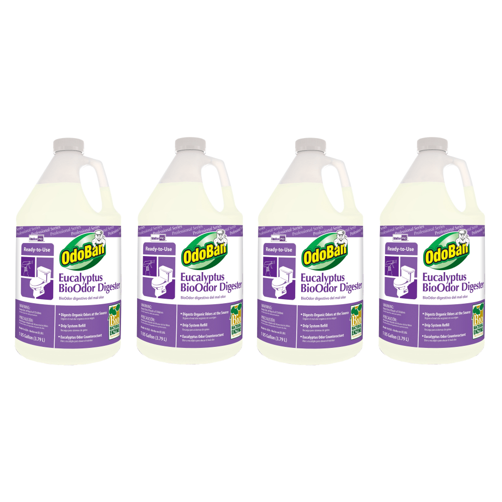 OdoBan Professional Ready-to-Use BioOdor Digester Odor Counteractant, Eucalyptus Scent, 1 Gallon, Clear, Pack of 4 Jugs MPN:927062G4-OD