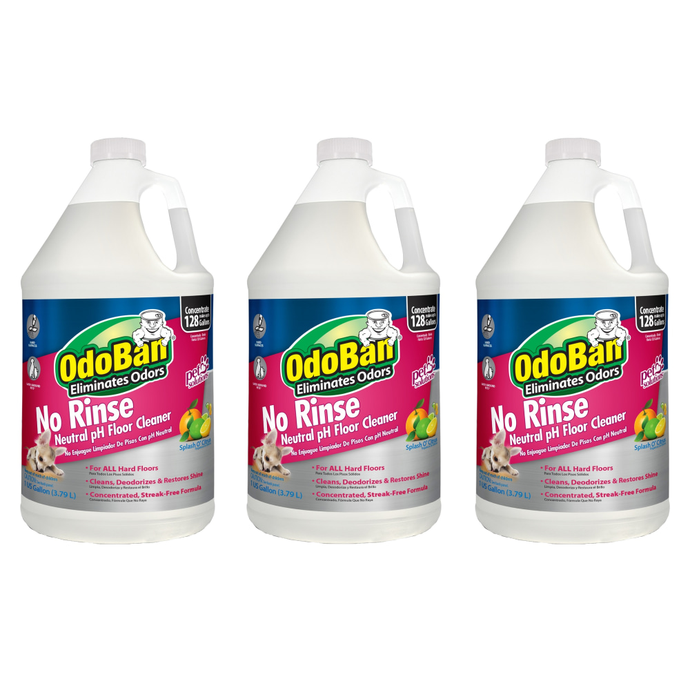 OdoBan Pet Solutions No-Rinse Neutral pH Floor Cleaner Concentrate, 1 Gallon, Pack Of 3 Jugs MPN:9361B61G3-OD