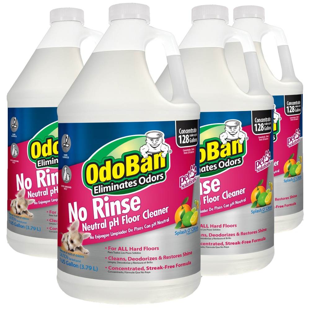 OdoBan Pet Solutions No-Rinse Neutral pH Floor Cleaner Concentrate, 1 Gallon, Pack Of 4 Jugs MPN:9361B61G4-OD