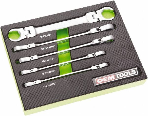 Flare Nut Wrench Set: 5 Pc, 1/2 x 9/16