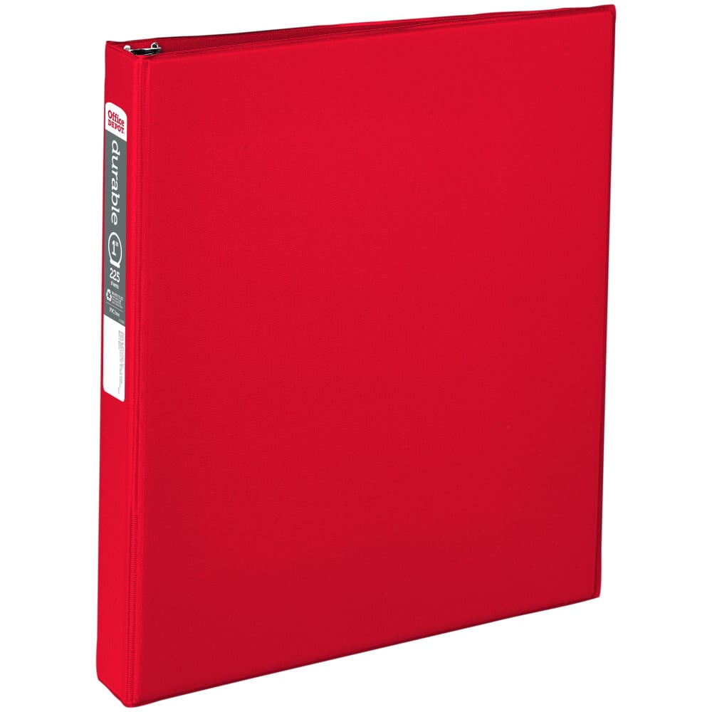 Office Depot Brand Durable Reference 3-Ring Binder, 1in Round Rings, Red MPN:82391