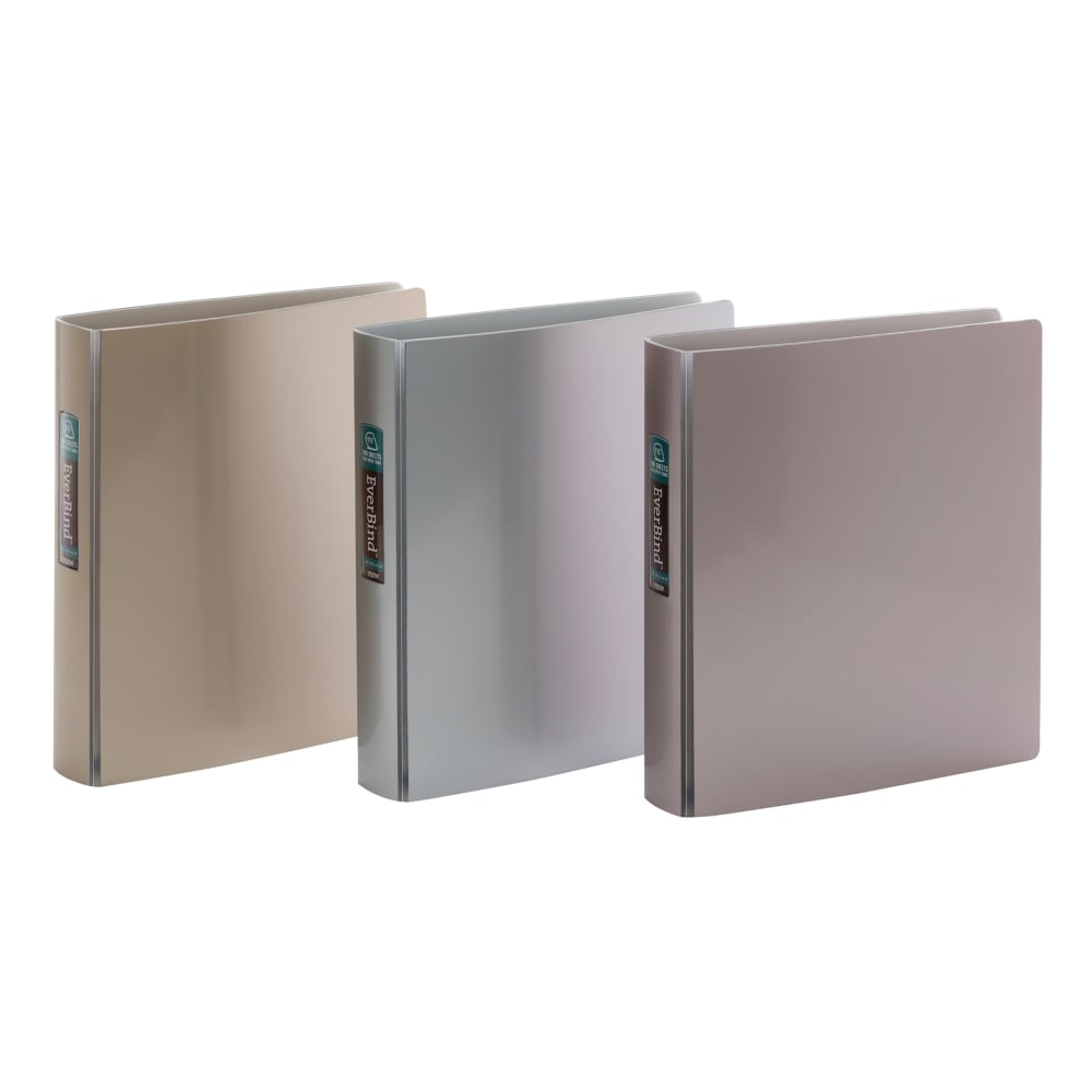 Office Depot Brand Everbind Fashion 3-Ring Binder, 1 1/2in Round Rings, Assorted Metallic Colors, Pack Of 12 MPN:OD07003