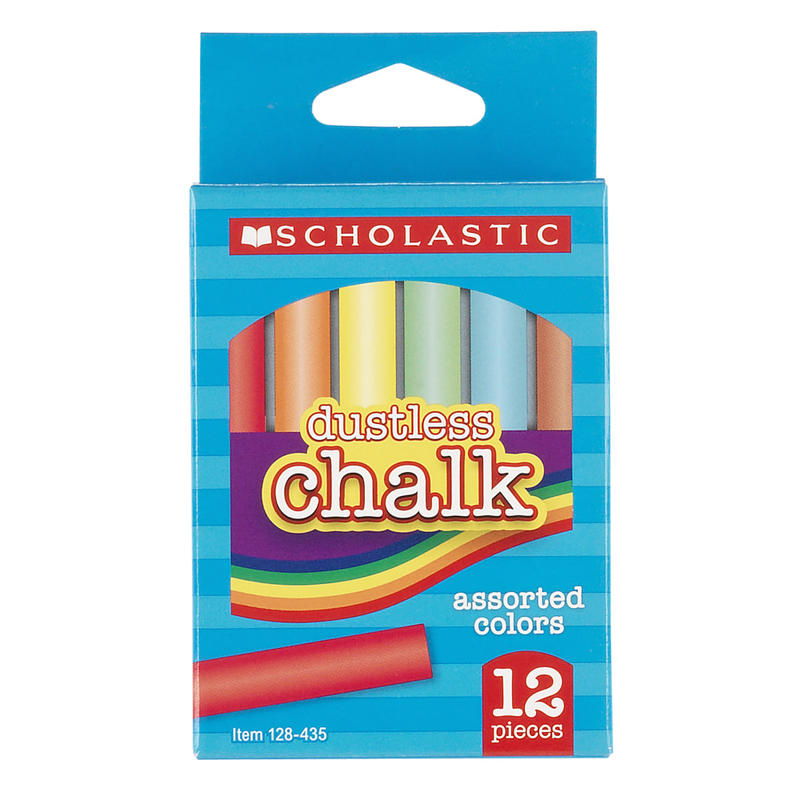 Scholastic Dustless Chalk, Assorted Colors, Pack Of 12 Sticks (Min Order Qty 114) MPN:JPT19725-2