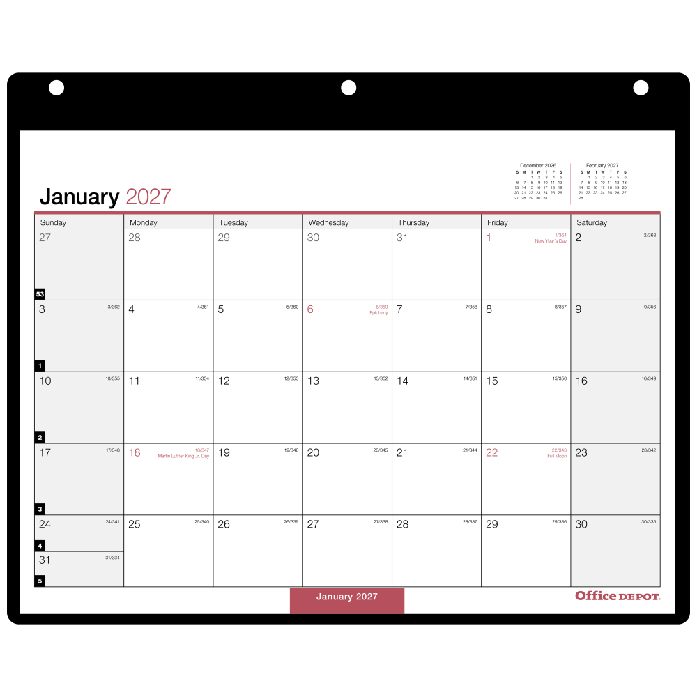 Office Depot Brand Monthly Desk Wall Calendar, 11in x 8in, White, January 2027 to December 2027, OD20120027 MPN:OD20120027