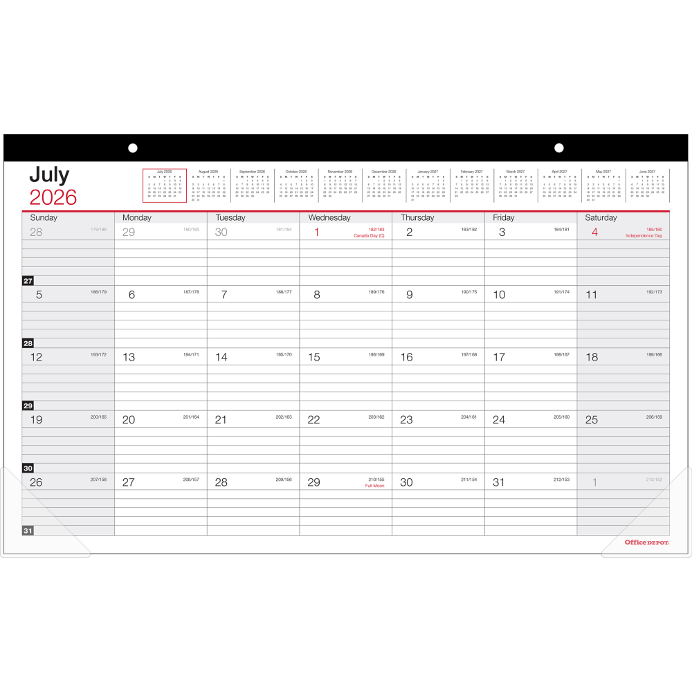 2026-2027 Office Depot Brand Monthly Academic Desk Calendar, 17-3/4in x 10-7/8in, 30% Recycled, July 2026 To June 2027 MPN:ODUS2535-001