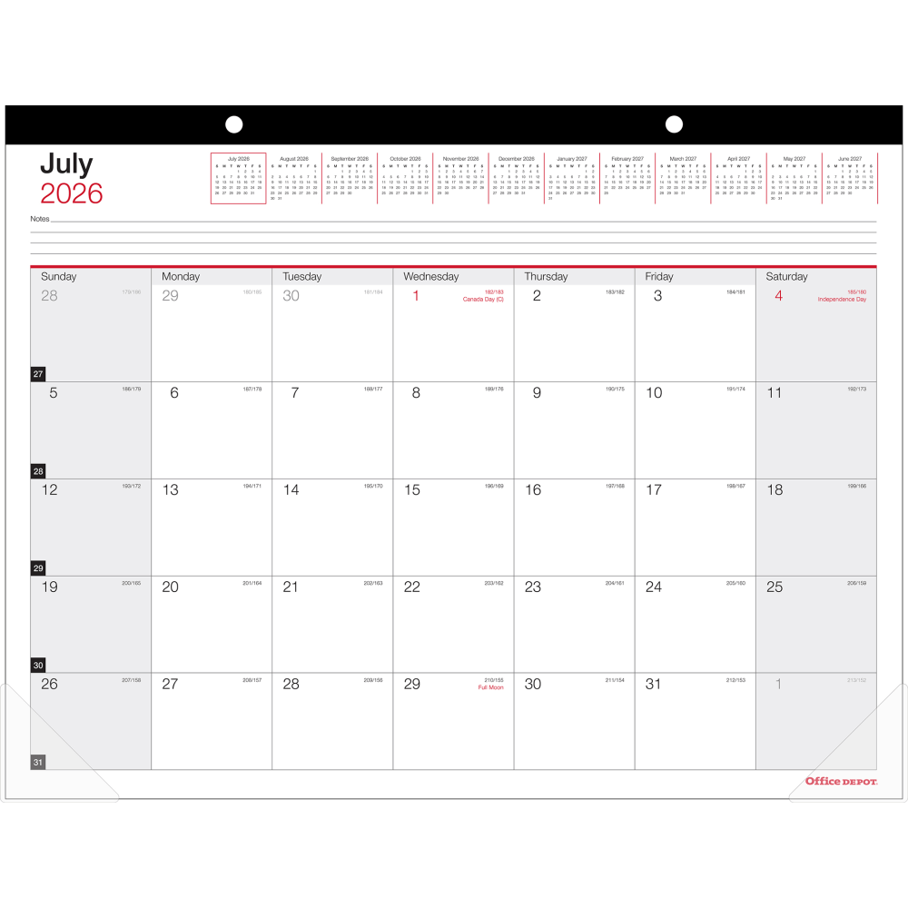 2026-2027 Office Depot Brand Monthly Academic Desk Calendar, 22in x 17in, 30% Recycled, July 2026 To June 2027 MPN:ODUS2535-002