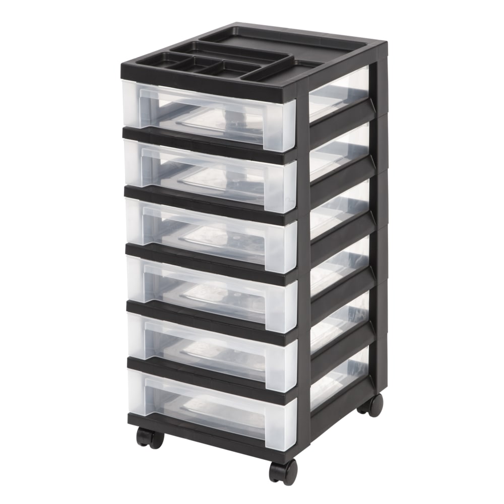 Office Depot Brand Plastic 6-Drawer Storage Cart, 26 7/16in x 12 1/16in x 14 1/4in, Black (Min Order Qty 2) MPN:116815