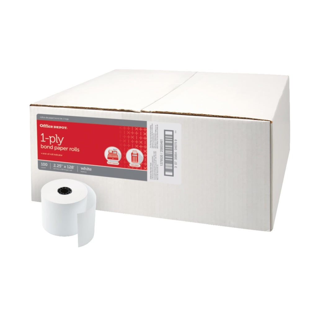 Office Depot Brand Paper Roll, 2-1/4in x 128ft, White (Min Order Qty 54) MPN:1379530