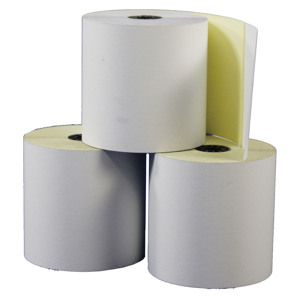 TST/Impreso Banking/Teller Window/ATM Rolls, 3in x 90ft, 2-Ply, Self-Contained, Canary/White, Pack Of 50 Rolls MPN:818764