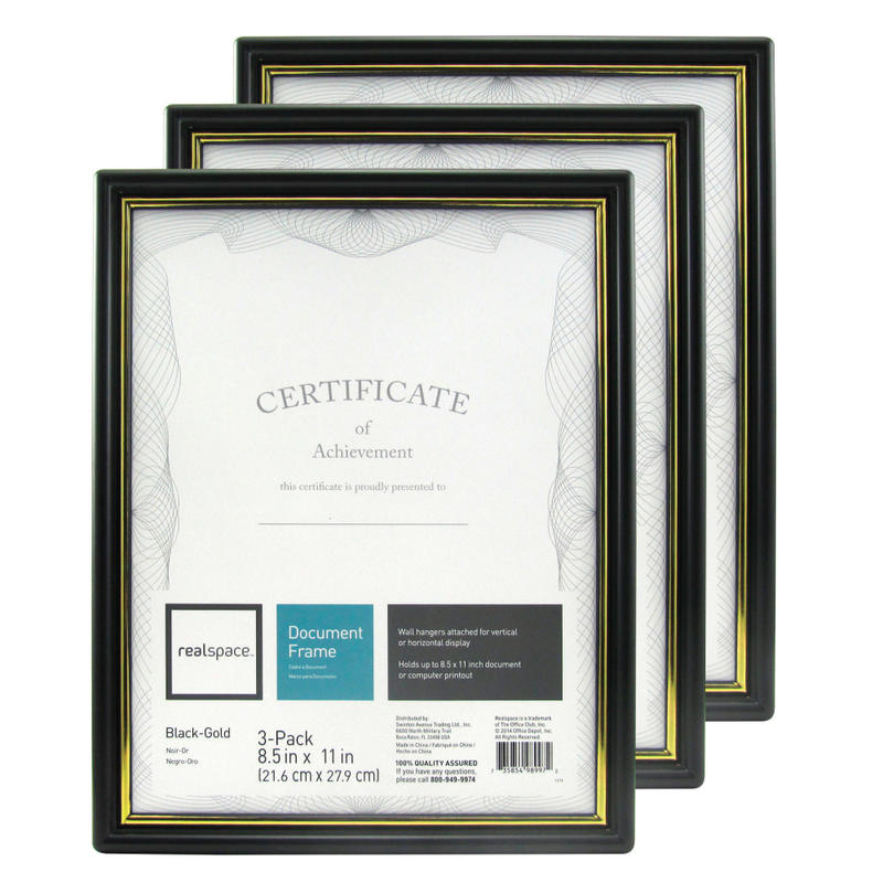 Realspace Document And Certificate Holders, 8-1/2in x 11in, Black/Gold, Pack Of 3 Holders (Min Order Qty 9) MPN:207582