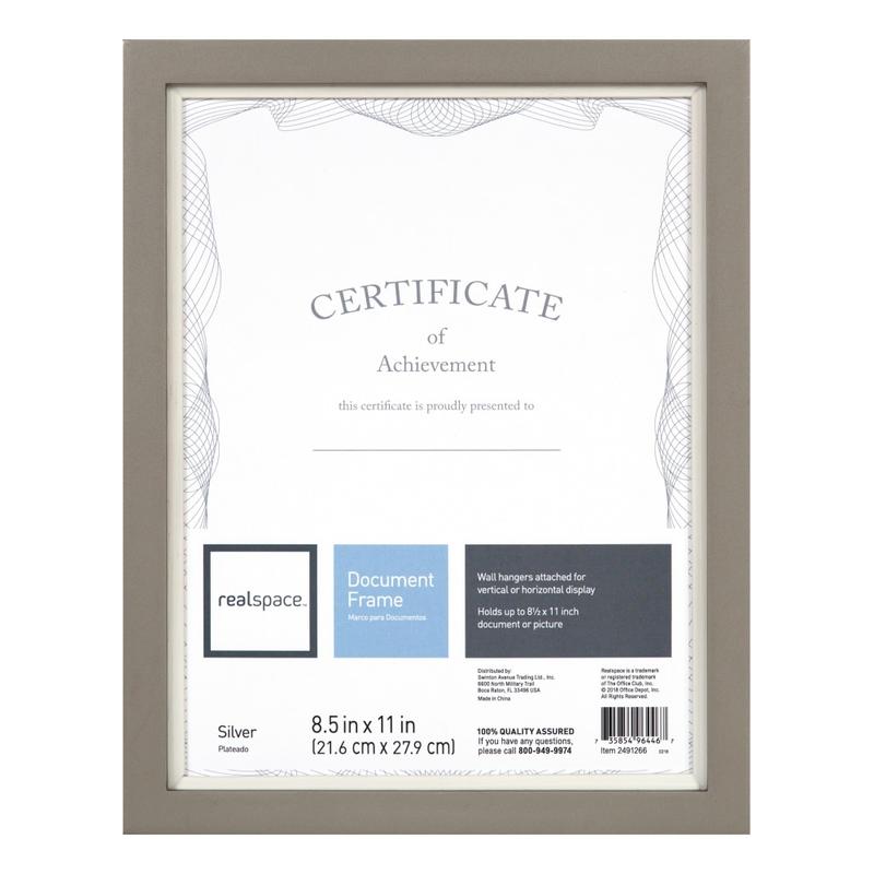Realspace Muse Document Frame, 11inH x 13 1/2inW x 1inD, Silver/White (Min Order Qty 5) MPN:212887