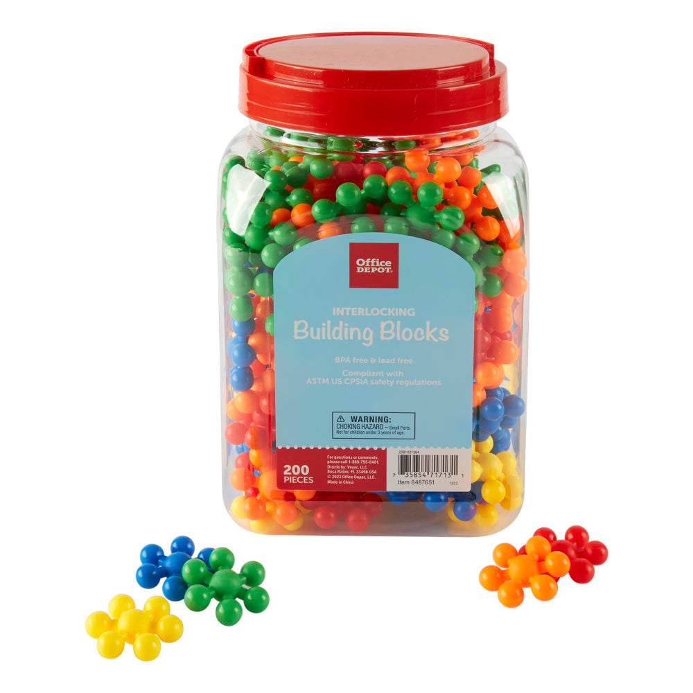 Office Depot Brand Interlocking Building Blocks, Assorted Colors, Pre-K, Pack Of 200 Pieces MPN:HSI211-167