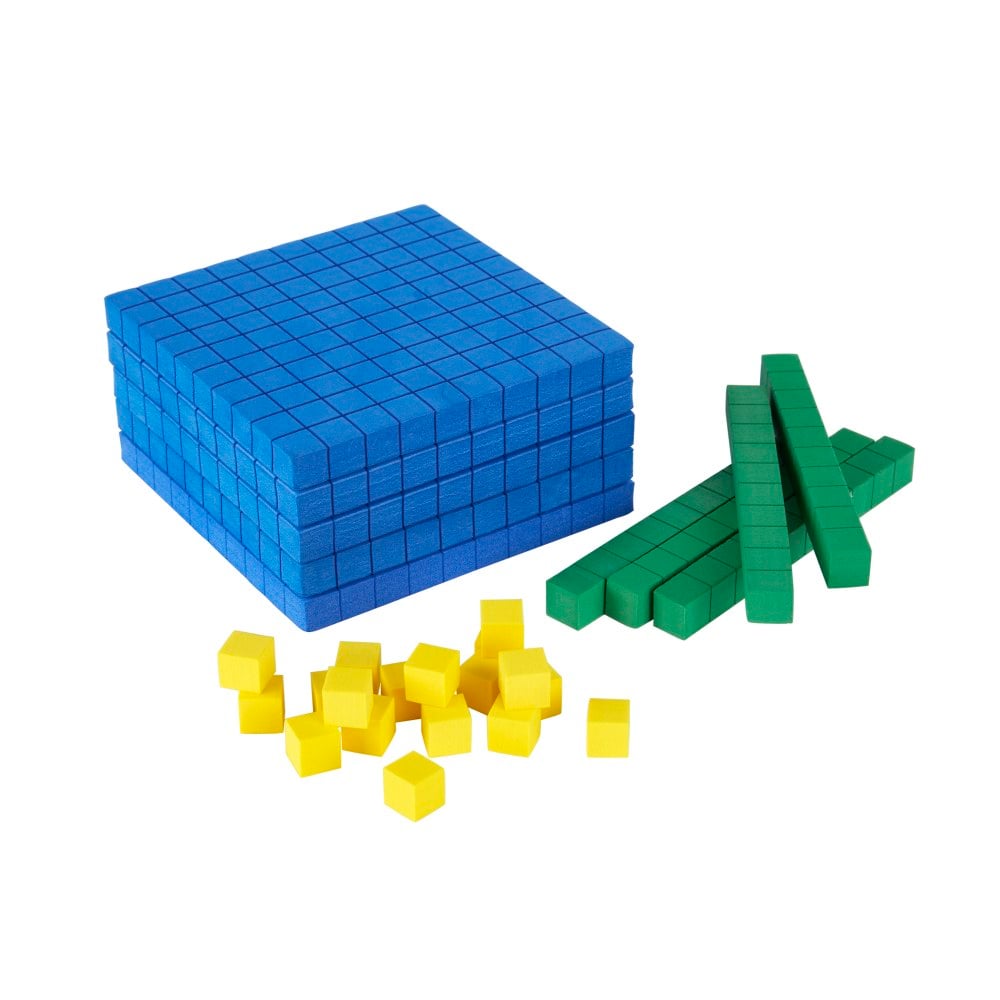Office Depot Brand Base 10 Block Set, Yellow/Green/Blue, Pre-K, Set Of 125 Pieces (Min Order Qty 14) MPN:HSI201-301