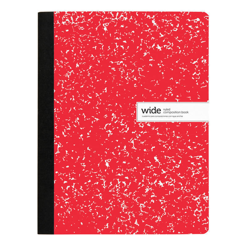 Office Depot Brand Composition Notebook, 9-3/4in x 7-1/2in, Wide Ruled, 100 Sheets, Red (Min Order Qty 55) MPN:400-008-974
