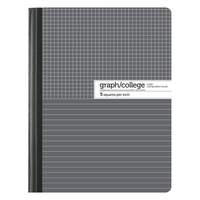 Office Depot Brand Composition Book, 7-1/2in x 9-3/4in, College/Graph Ruled, Gray/White, 100 Sheets (Min Order Qty 57) MPN:CJV2003