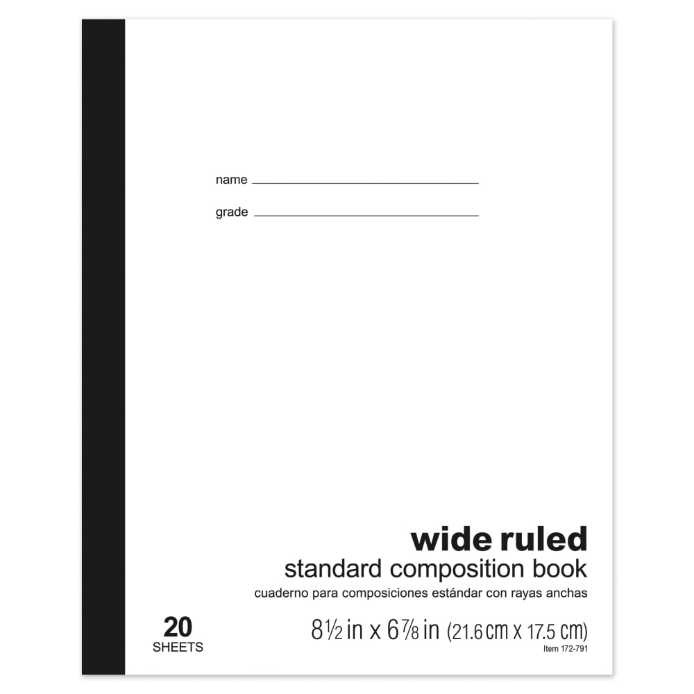 Office Depot Brand Standard Composition Book, 6 7/8in x 8 1/2in, Wide Ruled, 20 Sheets (Min Order Qty 228) MPN:MNT-009