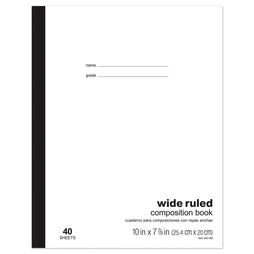Office Depot Brand Schoolmate Composition Book, 7 7/8in x 10in, Wide Ruled, 40 Sheets (Min Order Qty 109) MPN:MNT-015