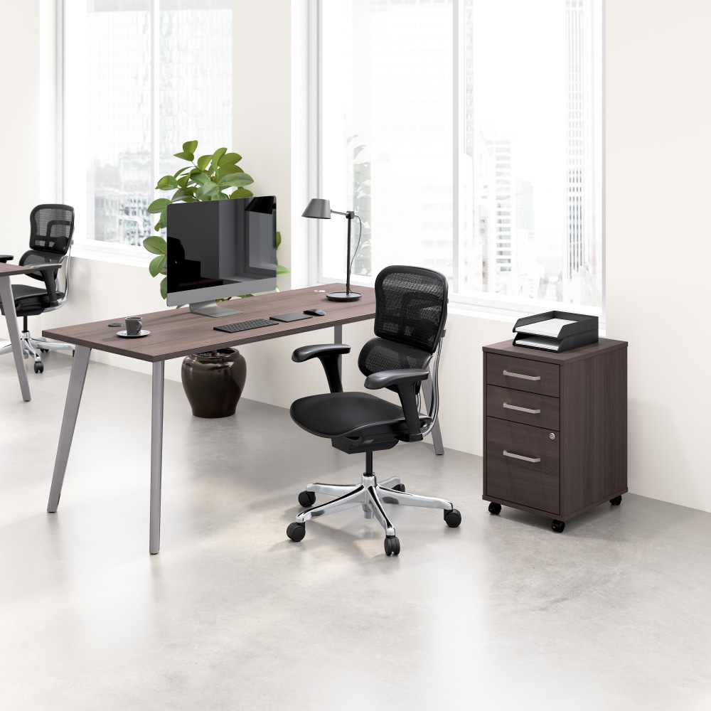 WorkPro Motiva 72inW Modern Office Desk With 3-Drawer Rolling File Cabinet, Storm Gray, Standard Delivery MPN:MVA009SGSU