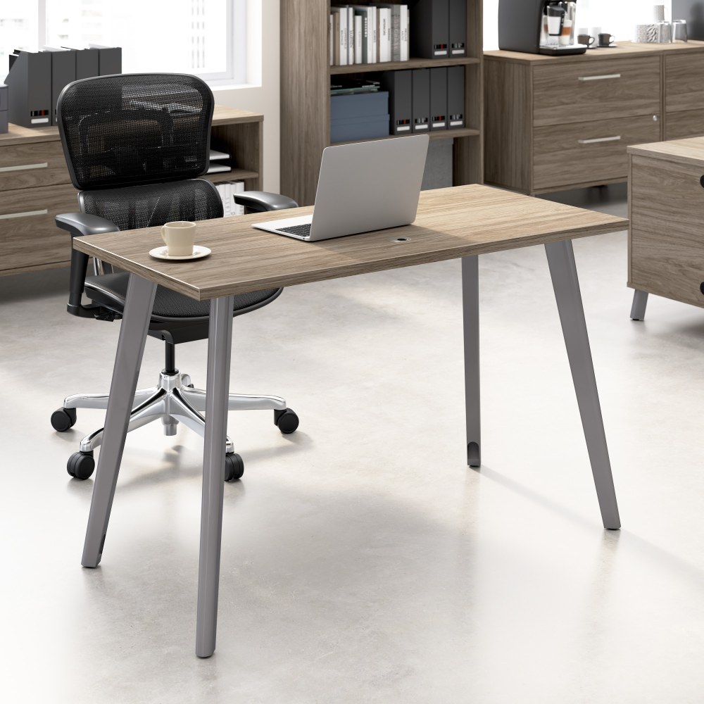 WorkPro Motiva 48inW Modern Office Desk With Metal Legs, Modern Hickory, Standard Delivery MPN:MVD148MH