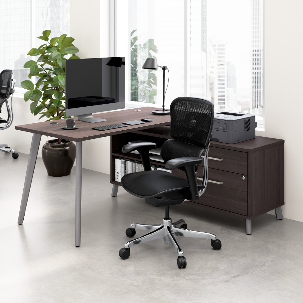 WorkPro Motiva 60inW Modern Corner Desk With Drawers And Shelves, Storm Gray, Standard Delivery MPN:MVD260SGK