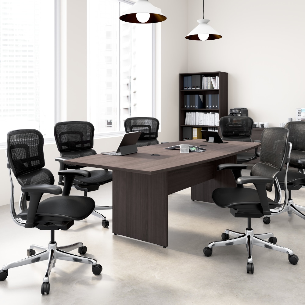 WorkPro Motiva Office Conference Table With Wood Base, 29inH x 96inW x 42inD, Storm Gray, Standard Delivery MPN:MVC9642SGK-Z