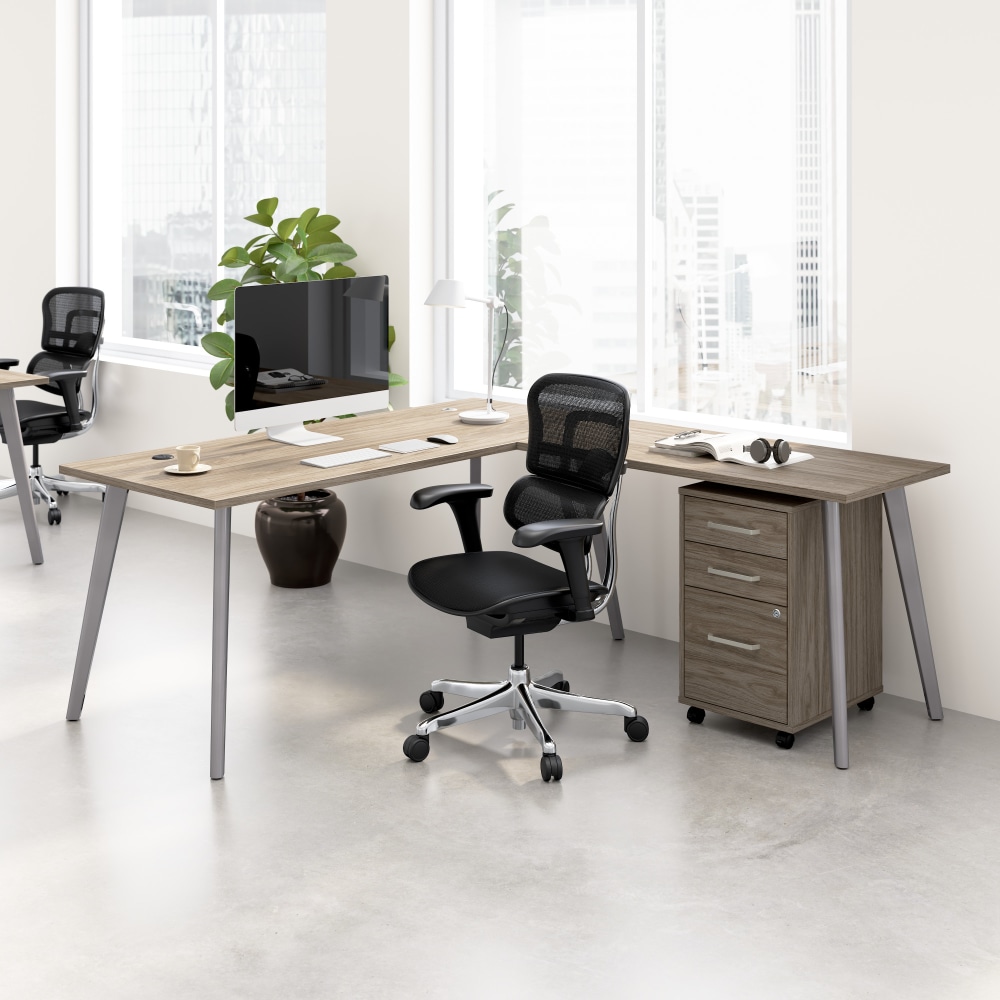 WorkPro Motiva 72inW Modern L Shaped Office Desk With Rolling File Cabinet, Modern Hickory, Standard Delivery MPN:MVA007MHSU