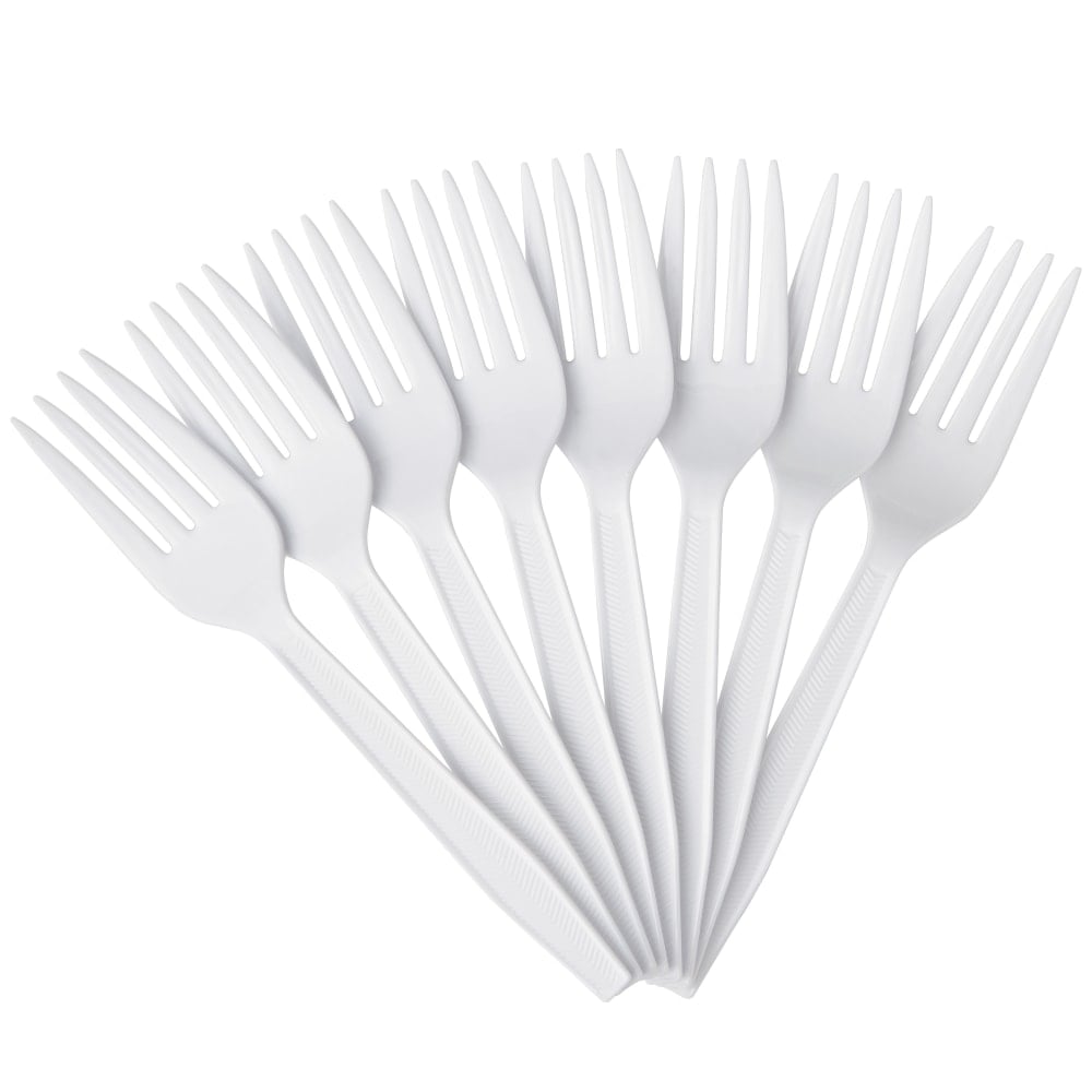 Highmark Plastic Utensils, Medium-Size Forks, White, Box Of 1,000 Forks (Min Order Qty 2) MPN:3585490688