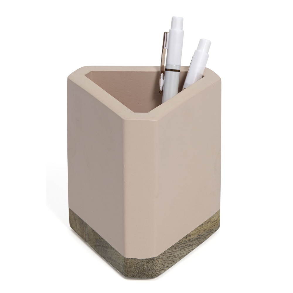Realspace Wood Pen Cup, 4-1/2inH x 3-1/2inW x 3-1/2inD, Pink/Natural MPN:OD-BTS-PC-002
