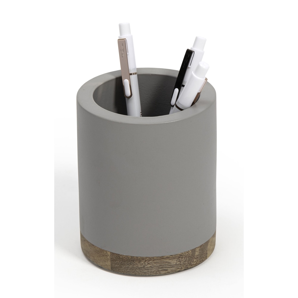 Realspace Wood Pen Cup, 4-1/2inH x 3-1/2inW x 3-1/2inD, Gray/Natural MPN:OD-BTS-PC-003