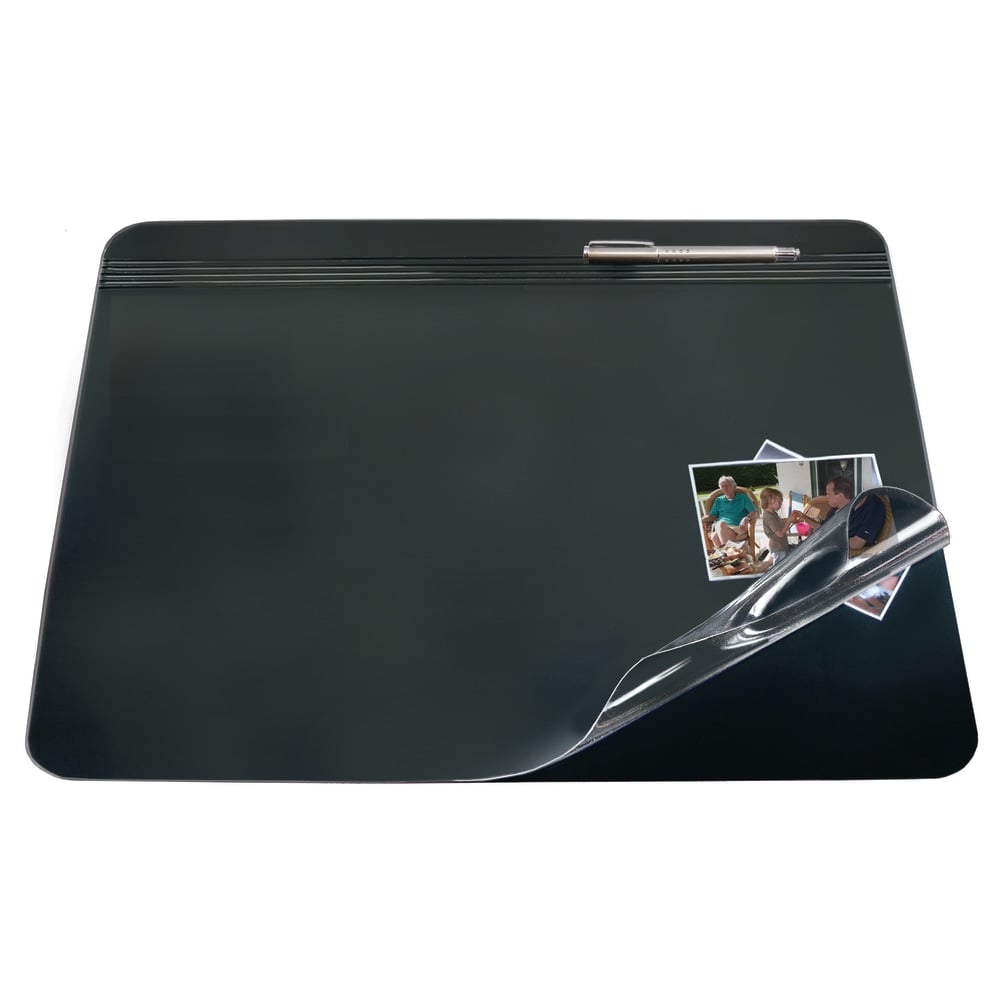 Realspace Overlay Desk Pad With Antimicrobial Treatment, 19in x 24in, Black/Clear (Min Order Qty 4) MPN:48174-OD